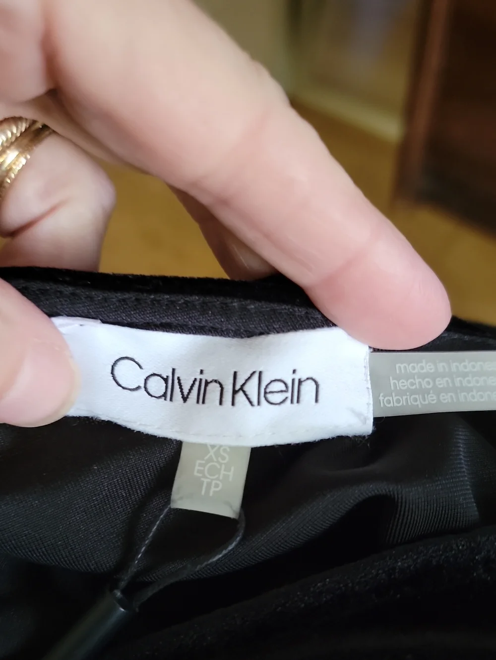 Calvin Klein Black Velvet Cap Sleeve Tank Top with Shoulder Studs
